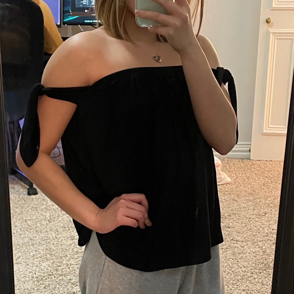 Express Black Tie Off Shoulder Flowy top